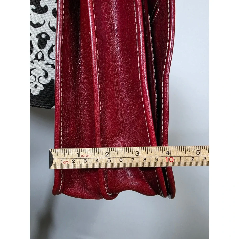 Vintage Italian Genuine Leather Organizer Satchel Crossbody with Shoulder Strap